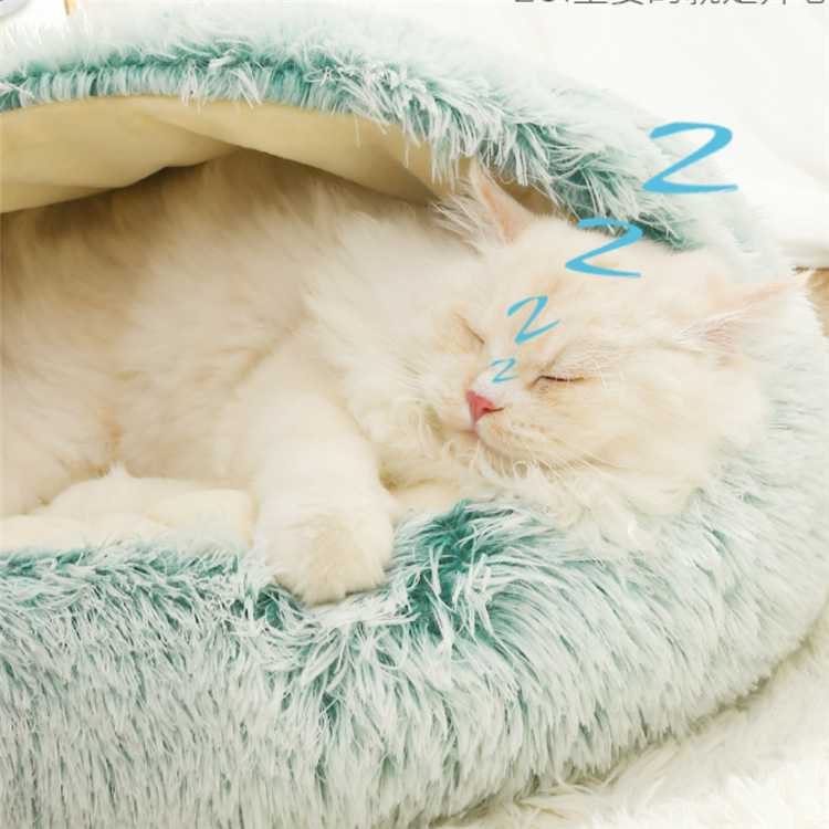 Wholesale Hot Custom Faux Fur Comfortable Washable Luxury Fluffy Plush Pet Cave Cat Dog Beds Round D(圖2)