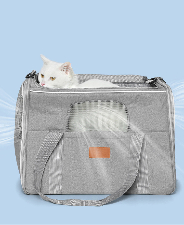  Light Grey Pet Carrier Bag Small-Batch Airline Approved Travel Supplies Zipper Closure Made Oxford (圖4)