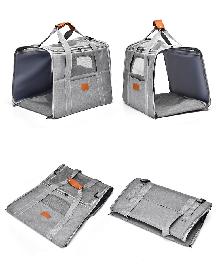  Light Grey Pet Carrier Bag Small-Batch Airline Approved Travel Supplies Zipper Closure Made Oxford (圖6)