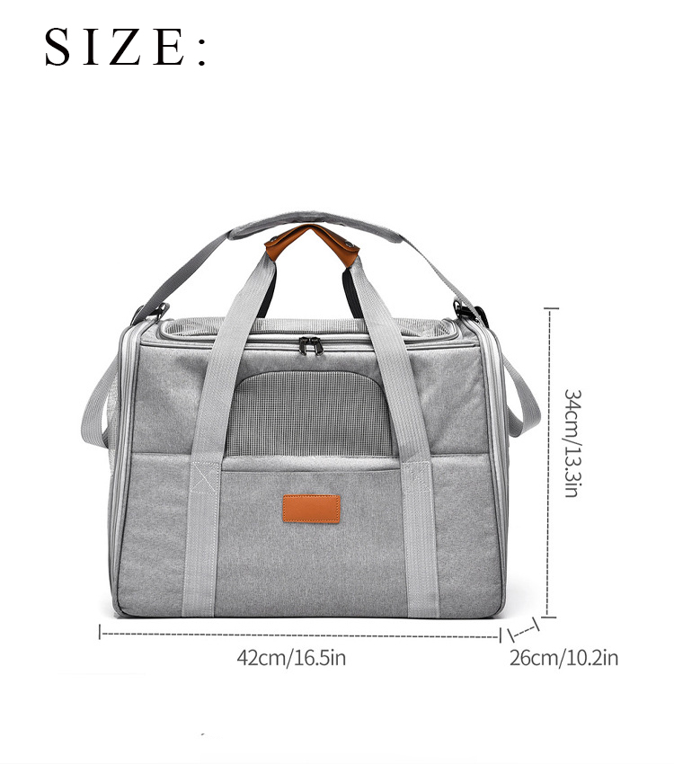  Light Grey Pet Carrier Bag Small-Batch Airline Approved Travel Supplies Zipper Closure Made Oxford (圖2)