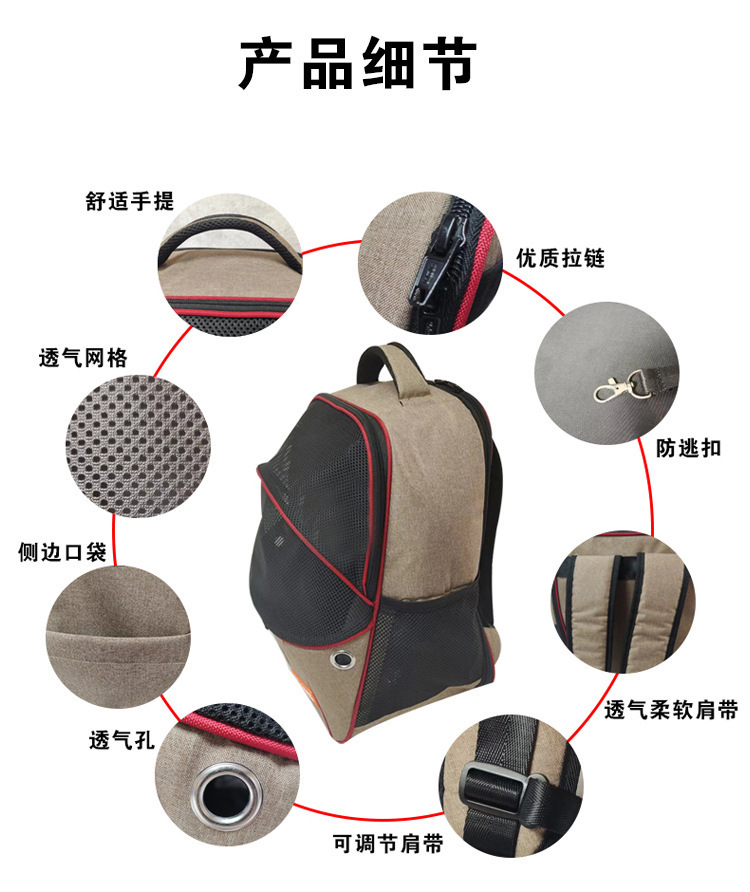 MJ Customized Pet Mesh Backpack Cross border New Cat Bag Breathable Dog Backpack Portable Pet Bag(圖6)